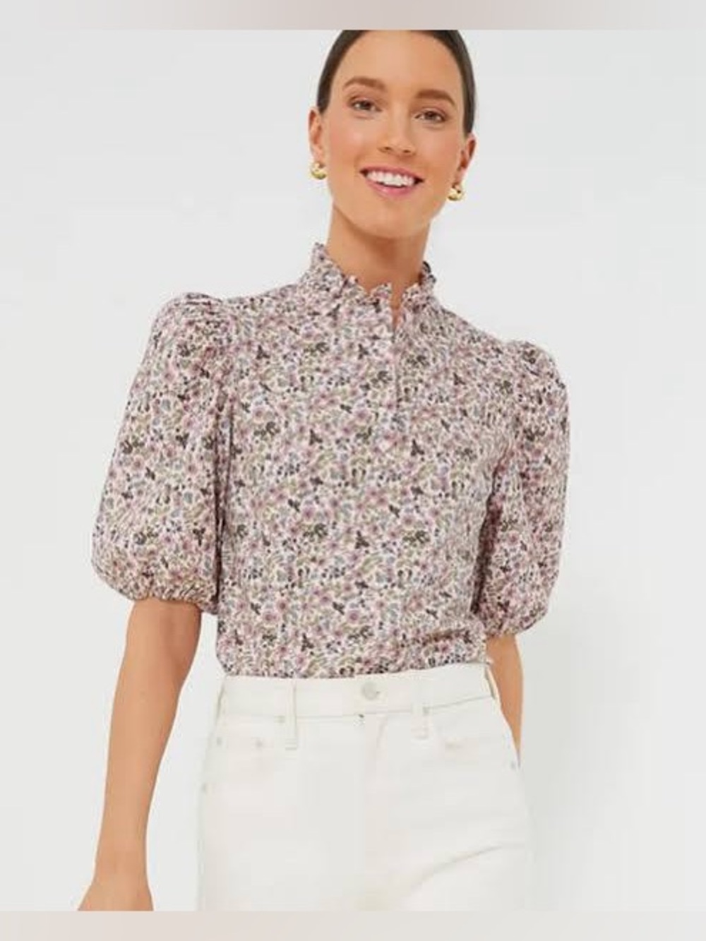 Tuckernuck Hyacinth House Blush Floral Florence Blouse Large euc